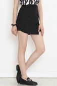 Yırtmaçlı Şort Etek Siyah - 8