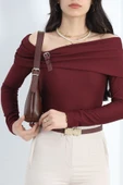 Oval Baget Çanta Bordo - 5