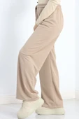 Bol Paça Kuşaklı Krep Pantolon Vizon - 5