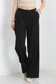 Pileli Palazzo Pantolon Siyah - 1