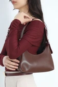 Oval Baget Çanta Bordo - 1