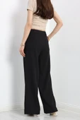 Pileli Palazzo Pantolon Siyah - 6