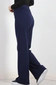 Zra Krep Çımalı Palazzo Pantolon Lacivert thumbnail 3