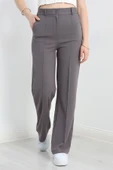 Zra Krep Çımalı Palazzo Pantolon Açıkgri - 1