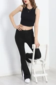 Tek Şeritli İspanyol Paça Tayt Siyah - 6