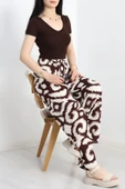 Desenli Dokuma Pantolon Kahve - 4