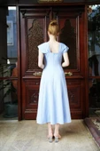 U yaka prenses elbise mavi s255101 - 2