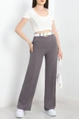Zra Krep Çımalı Palazzo Pantolon Açıkgri - 2