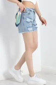 Püsküllü Kot Şort Buzmavi thumbnail 3