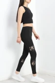 Dantel Detaylı Dalgıç Tayt Siyah - 2