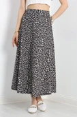 Desenli Midi Etek Siyahçiçek - 1