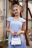 U yaka prenses elbise mavi s255101 - 3