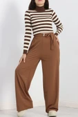 Tokalı Palazzo Pantolon Açıkkahve thumbnail 2