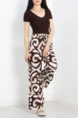 Desenli Dokuma Pantolon Kahve - 2