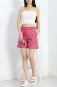 Desenli Dokuma Şort Koyupembe thumbnail 4