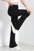 Geniş Kemer İspanyol Paça Dalgıç Tayt Siyah - 3