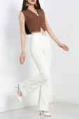 Power Likra İspanyol Kot Pantolon Beyaz thumbnail 1