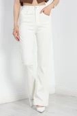 Power Likra İspanyol Kot Pantolon Beyaz thumbnail 2