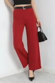Pensli Bol Kesim Krep Pantolon Bordo - 2