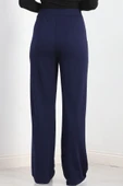 Zra Krep Çımalı Palazzo Pantolon Lacivert thumbnail 8