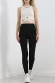 Paça Tül Şeritli Dalgıç Tayt Siyah - 5