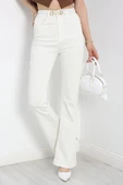 Power Likra İspanyol Kot Pantolon Beyaz thumbnail 4