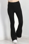 Geniş Kemer İspanyol Paça Dalgıç Tayt Siyah - 2