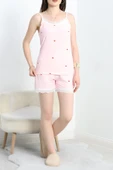 İp Askılı Dantelli Şort Takım Pembepuanlı - 2