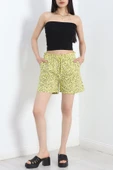 Desenli Dokuma Şort Sarı - 5
