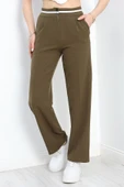 Tek Pile Ekstraforlu Palazzo Pantolon Haki - 2