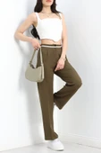 Tek Pile Ekstraforlu Palazzo Pantolon Haki - 3