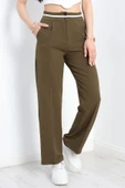 Tek Pile Ekstraforlu Palazzo Pantolon Haki - 4