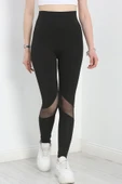 Tül Detaylı Dalgıç Tayt Siyah thumbnail 1