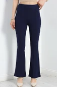Zra Krep Çımalı İspanyol Paça Pantolon Lacivert - 1