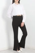 Kemerli İspanyol Paça Pantolon Siyah - 2