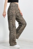 Desenli Palazzo Kot Pantolon Leopar - 3