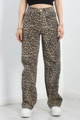 Desenli Palazzo Kot Pantolon Leopar - 1