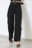 Kemerli Palazzo Pantolon Siyah thumbnail 4