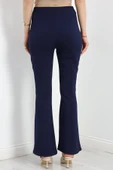 Zra Krep Çımalı İspanyol Paça Pantolon Lacivert - 7
