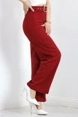 Kemerli Palazzo Pantolon Bordo thumbnail 3