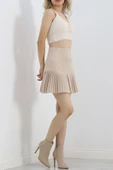 Pileli Mini Etek Bej thumbnail 2