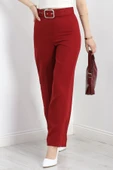 Kemerli Palazzo Pantolon Bordo thumbnail 2