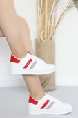 Şeritli Günlük Ayakkabı Beyazkırmızı thumbnail 5