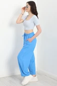 Çımalı Şalvar Pantolon Mavi - 4