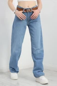 Kemerli Straight Kot Pantolon Açıkmavi - 5