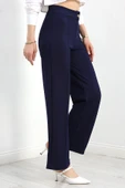 Zra Krep Çımalı Palazzo Pantolon Lacivert - 6