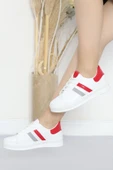 Şeritli Günlük Ayakkabı Beyazkırmızı thumbnail 1