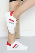 Şeritli Günlük Ayakkabı Beyazkırmızı thumbnail 6