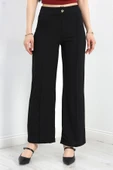 Zra Krep Çımalı Palazzo Pantolon Siyah - 5
