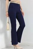 Zra Krep Çımalı İspanyol Paça Pantolon Lacivert - 5